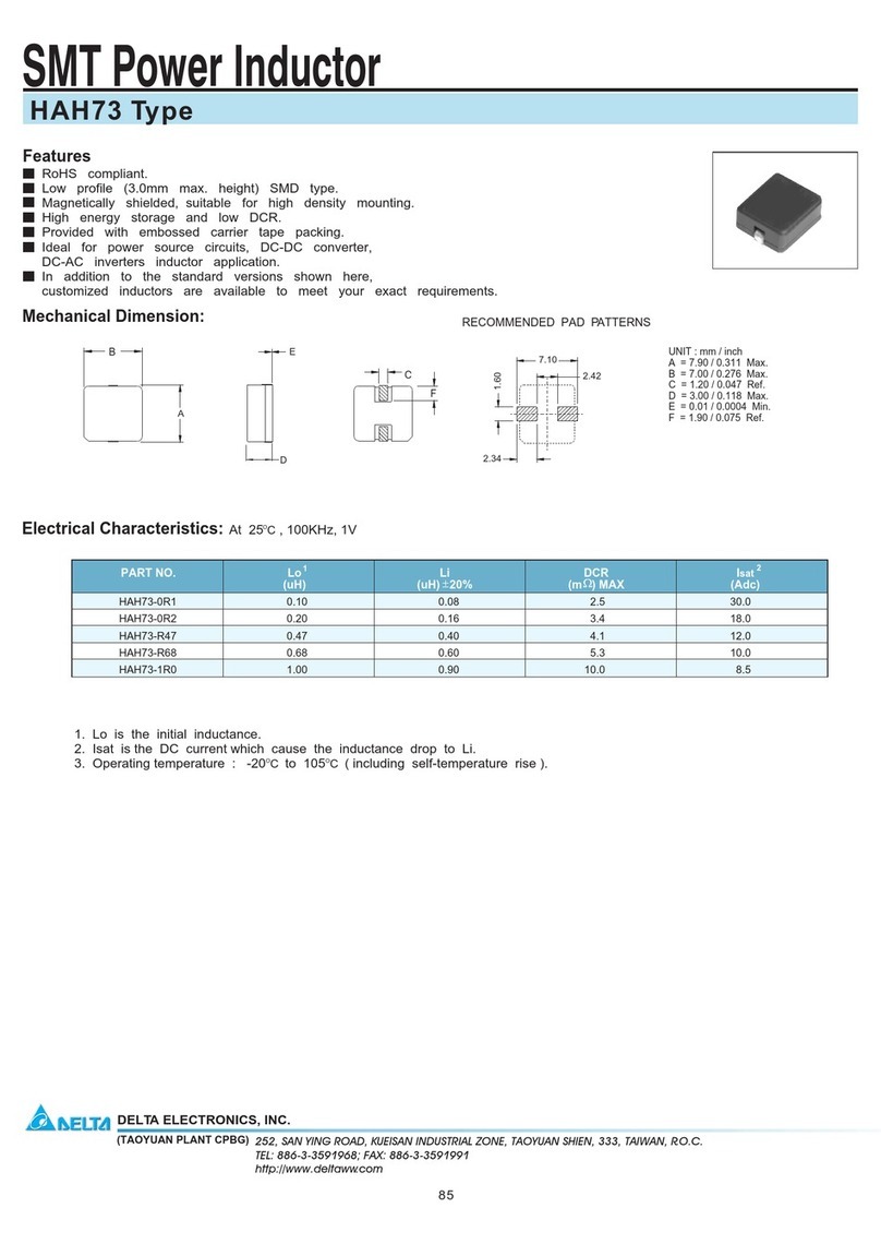 Delta Electronics SMT Power Inductor HAH73 Installation instructions Delta Electronics SMT Power Inductor HAH73 Installation instructions