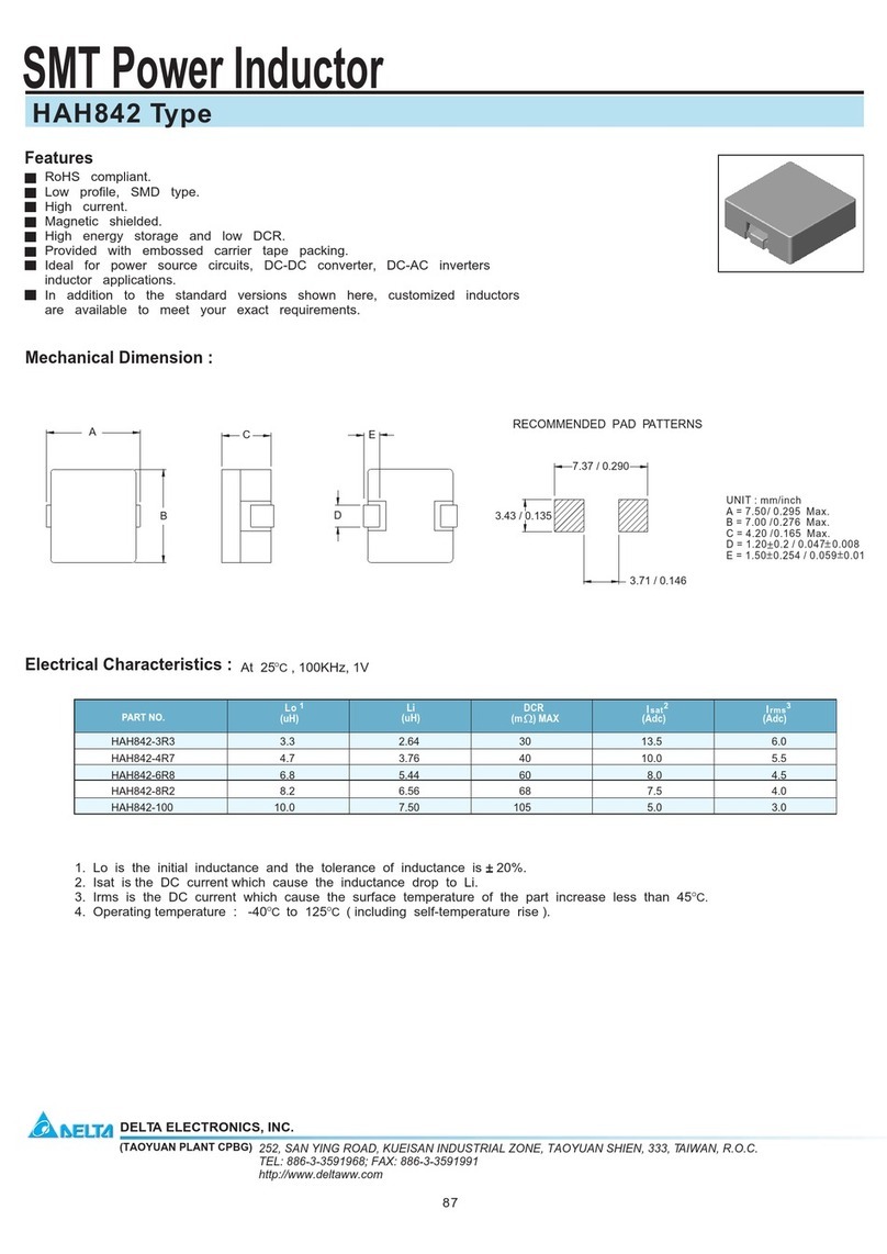 Delta Electronics SMT Power Inductor HAH842 User manual Delta Electronics SMT Power Inductor HAH842 User manual
