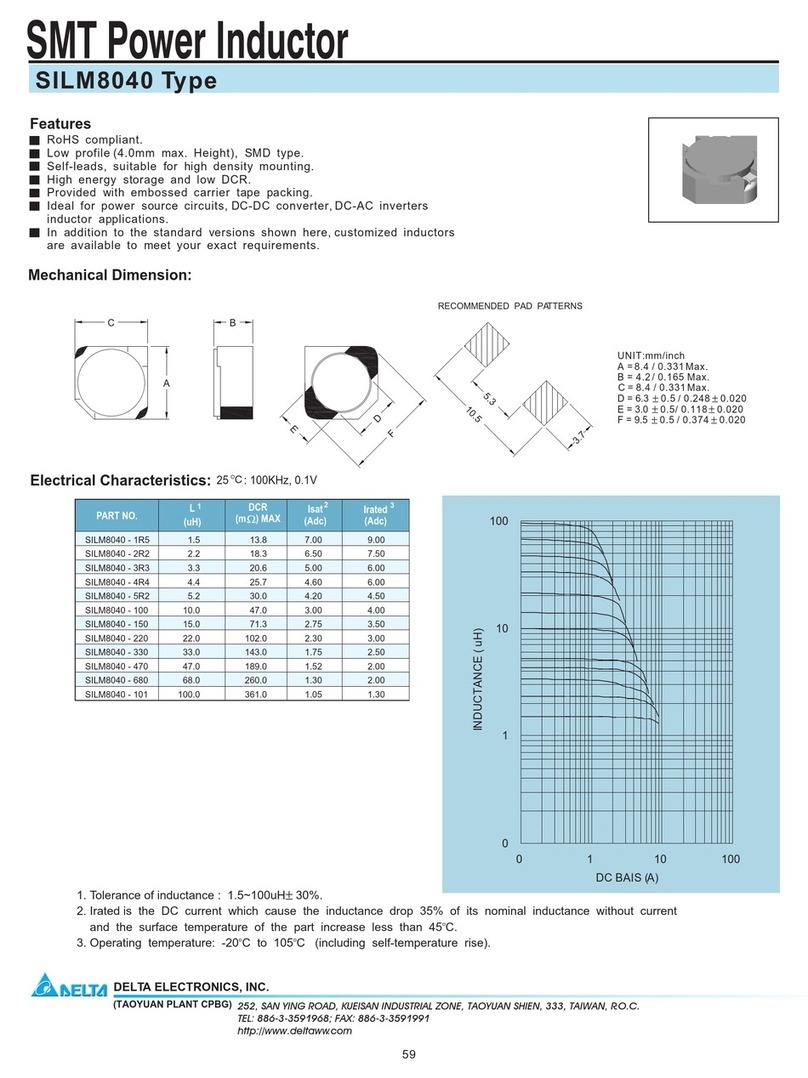 Delta Electronics SMT Power Inductor HAH1340 Installation instructions Delta Electronics SMT Power Inductor HAH1340 Installation instructions