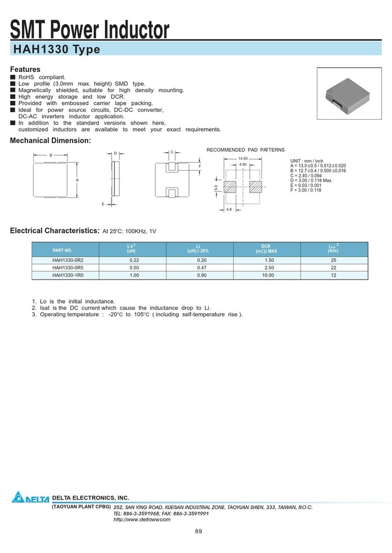 Delta Electronics SMT Power Inductor HAH1330 Installation instructions