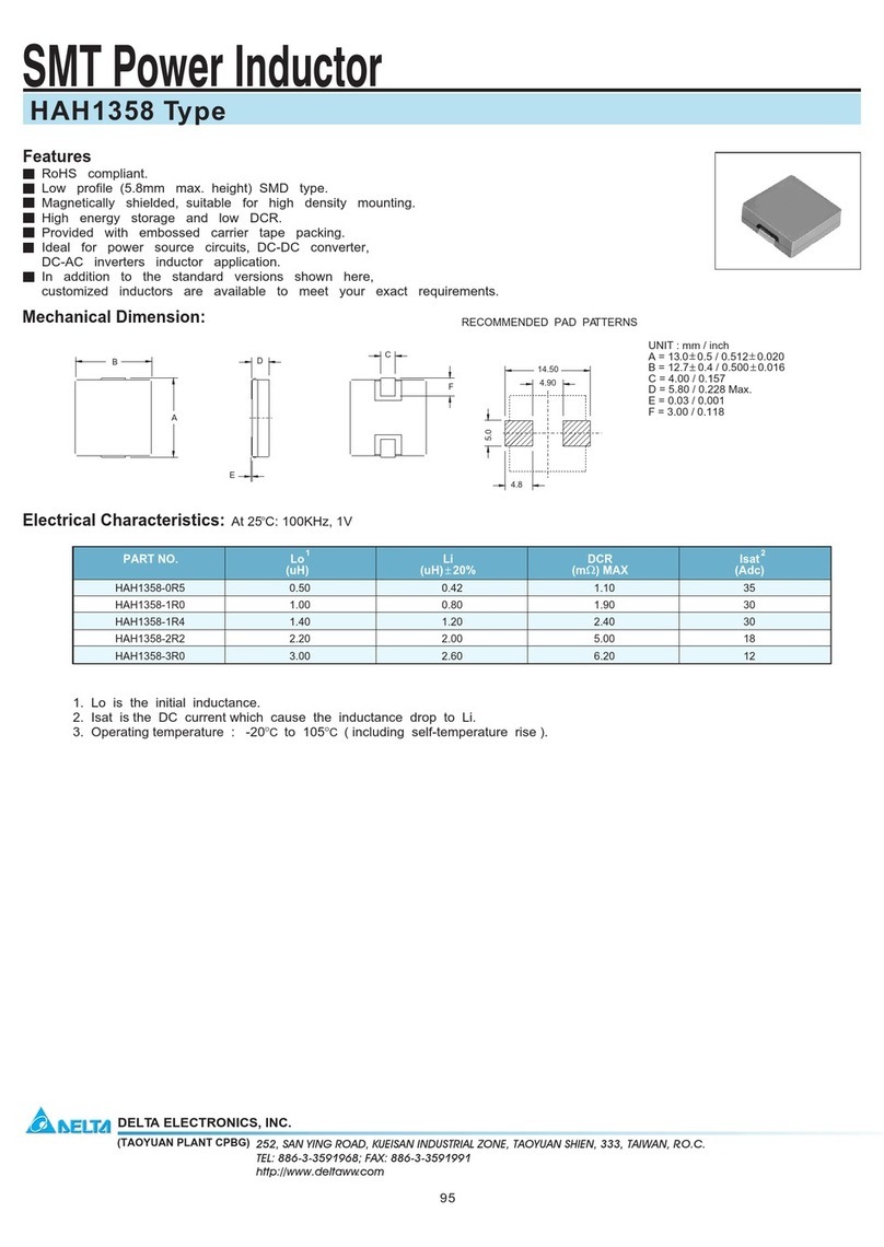 Delta Electronics SMT Power Inductor HAH1358 User manual
