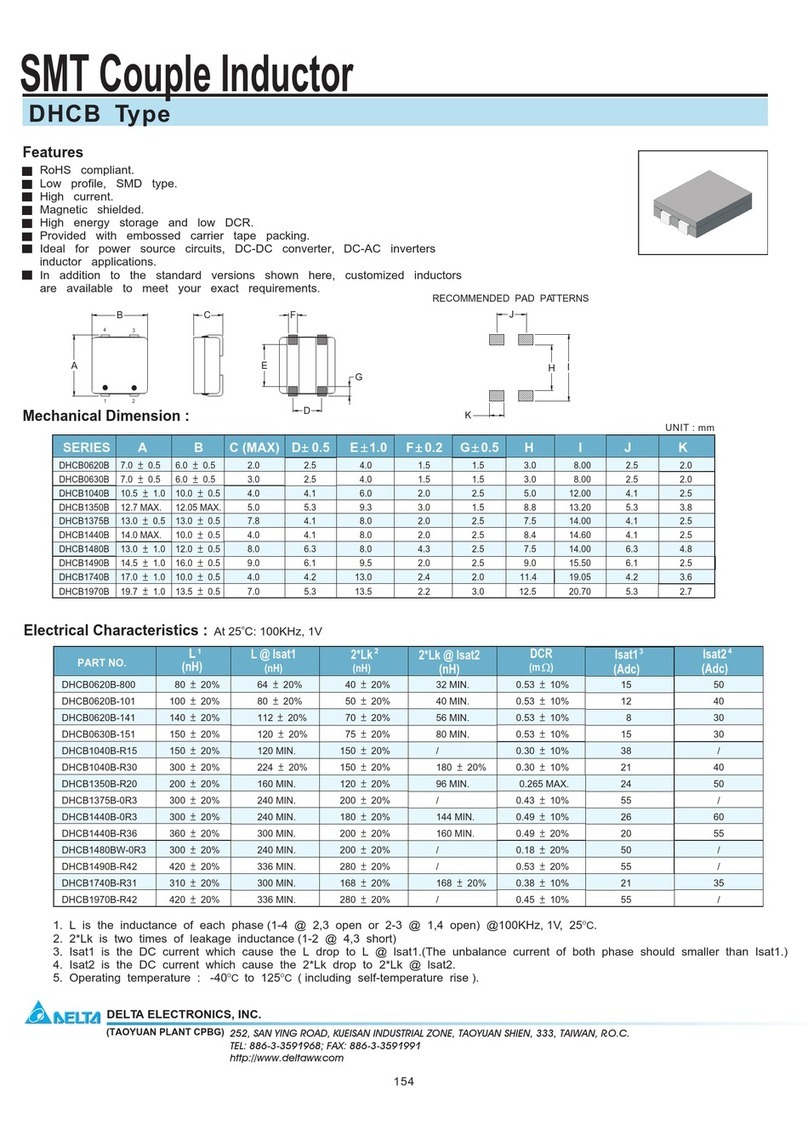 Delta Electronics SMT Couple Inductor DHCB Installation instructions