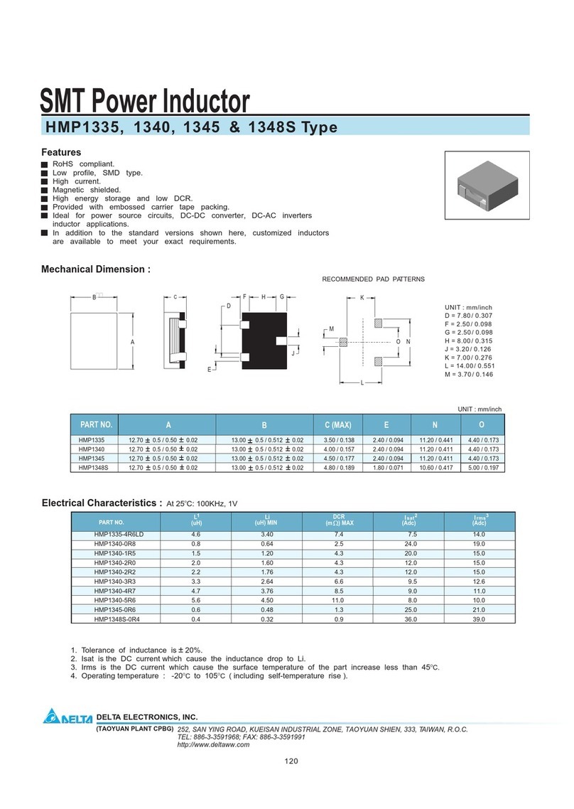 Delta Electronics SMT Power Inductor 1340 Installation instructions