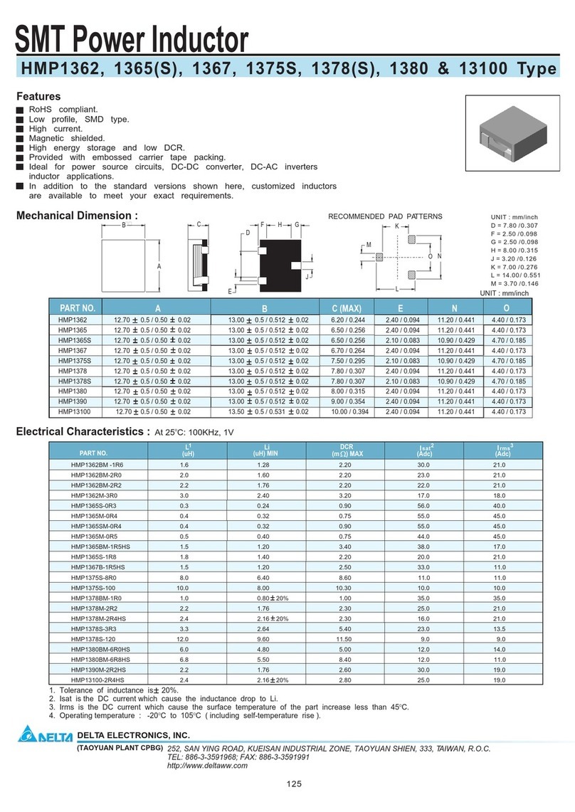 Delta Electronics SMT Power Inductor 13100 Specifications Delta Electronics SMT Power Inductor 13100 Specifications