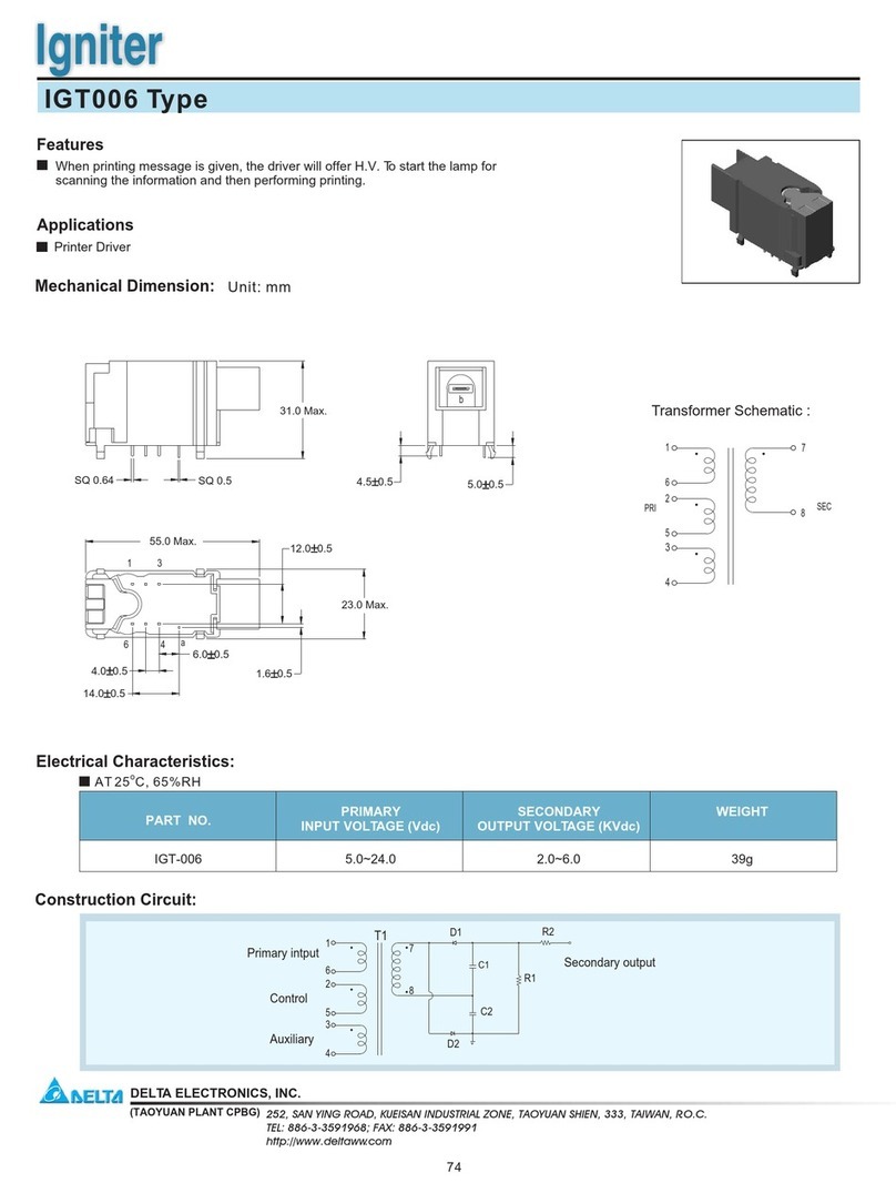 Delta Electronics Igniter IGT006 specification