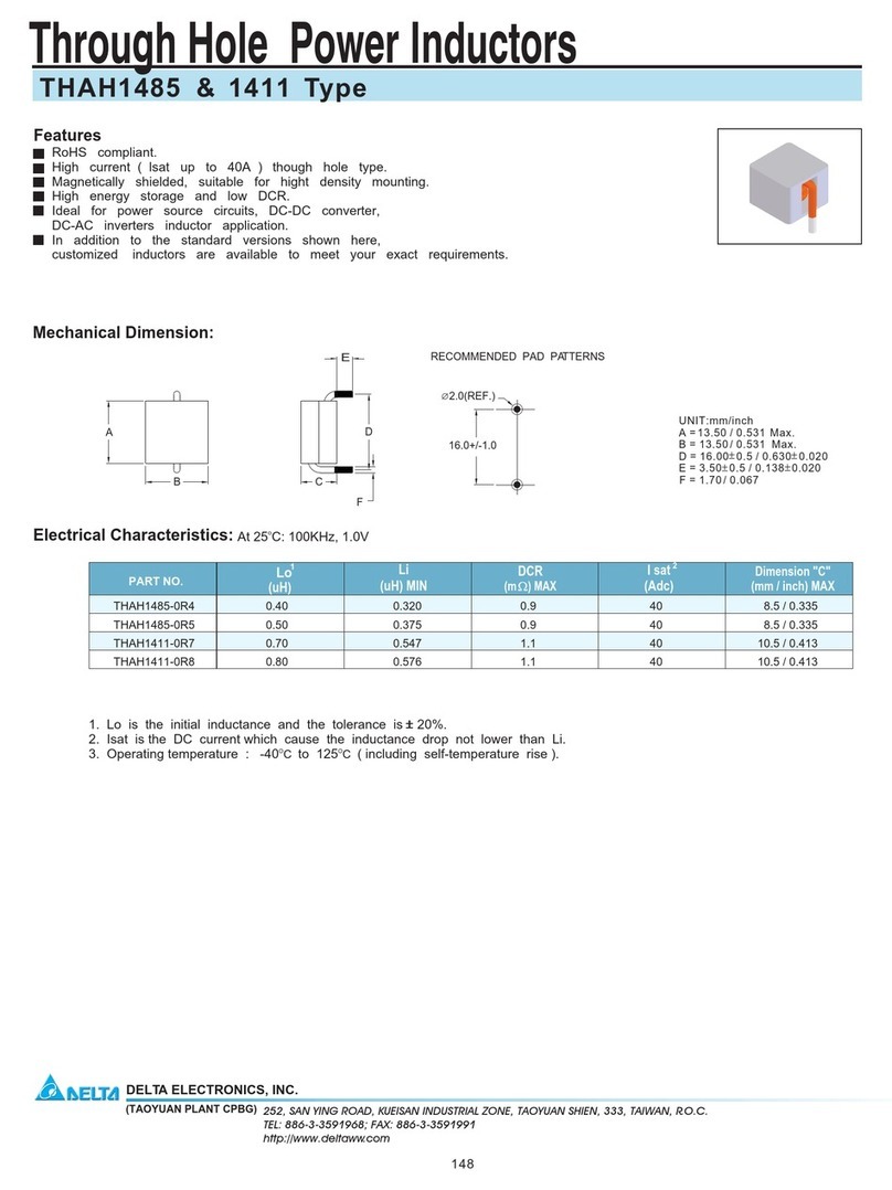 Delta Electronics Through Hole Power Inductors 1411 Installation instructions