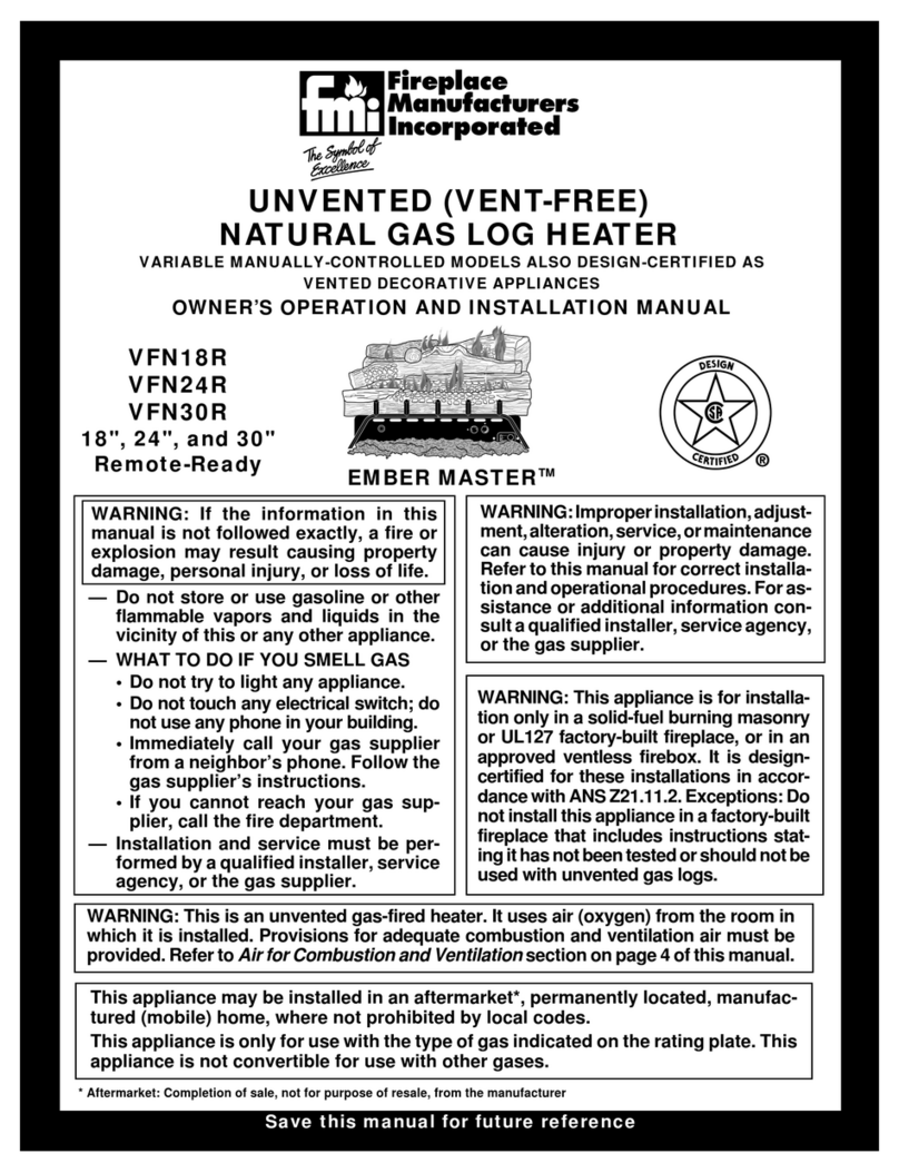 FMI EMBER MASTER VFN18R OWNER'S OPERATION AND INSTALLATION MANUAL