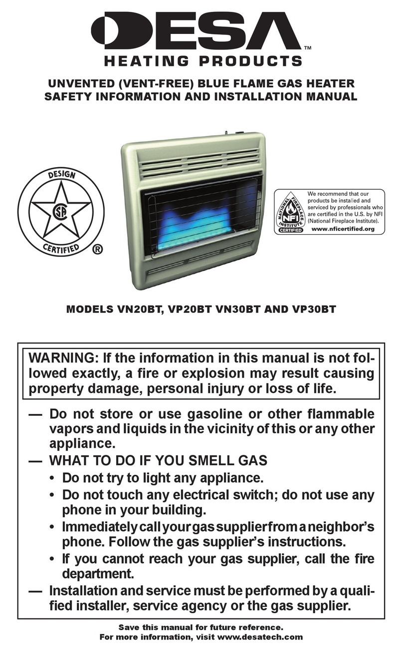 Desa VN20BT Safety information and installation manual Desa VN20BT Safety information and installation manual