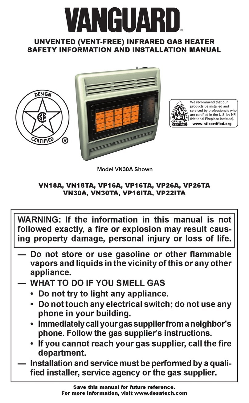 Vanguard VN18TA Safety information and installation manual