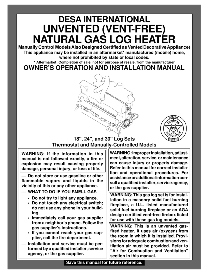 Desa NATURAL GAS LOG HEATER OWNER'S OPERATION AND INSTALLATION MANUAL