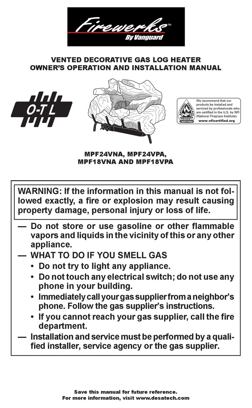 Desa Firewerks MPF18VNA OWNER'S OPERATION AND INSTALLATION MANUAL Desa Firewerks MPF18VNA OWNER'S OPERATION AND INSTALLATION MANUAL