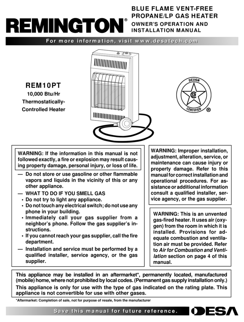 Desa REM10PT OWNER'S OPERATION AND INSTALLATION MANUAL Desa REM10PT OWNER'S OPERATION AND INSTALLATION MANUAL