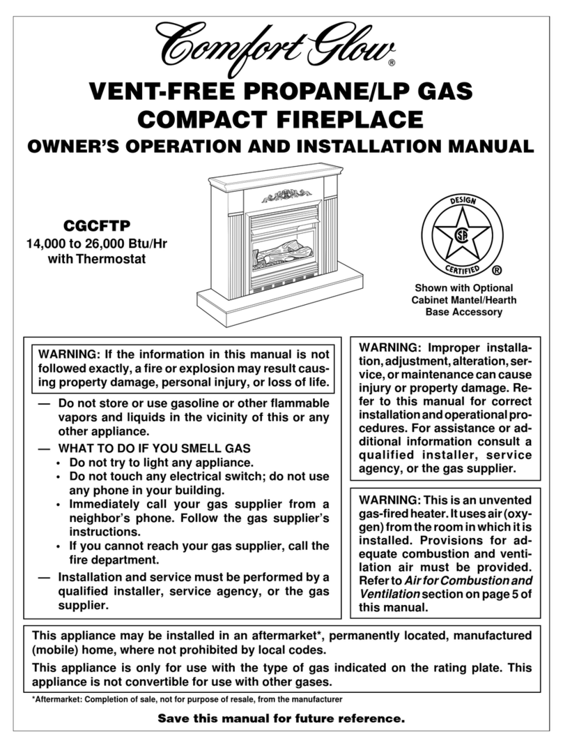 Comfort Glow 000 to 26 OWNER'S OPERATION AND INSTALLATION MANUAL