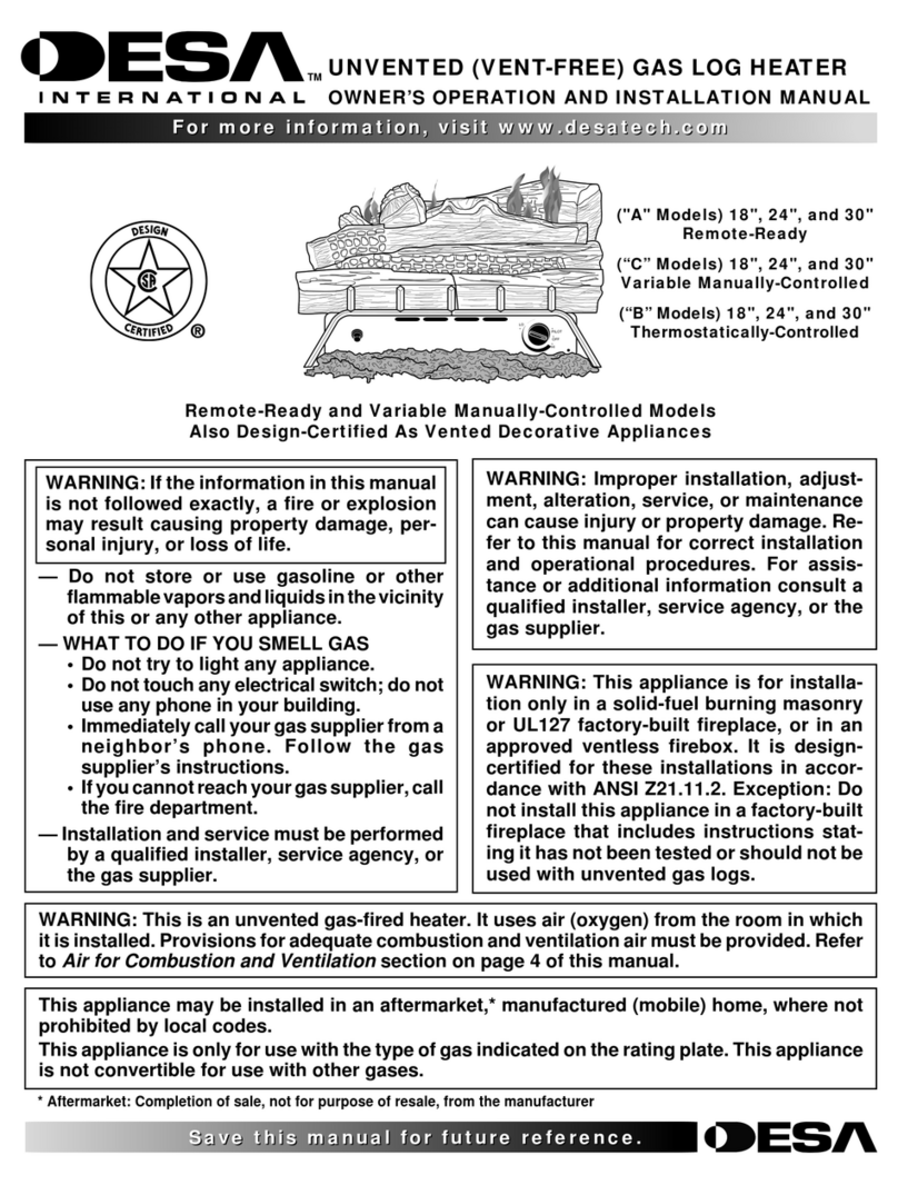 Desa R OWNER'S OPERATION AND INSTALLATION MANUAL