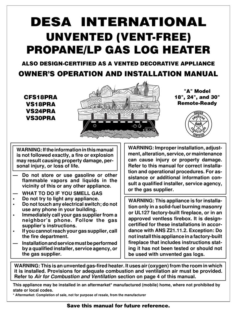 Desa CFS18PRA OWNER'S OPERATION AND INSTALLATION MANUAL Desa CFS18PRA OWNER'S OPERATION AND INSTALLATION MANUAL