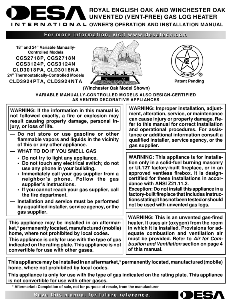 Desa Comfort Glow CGS2718P Specification sheet