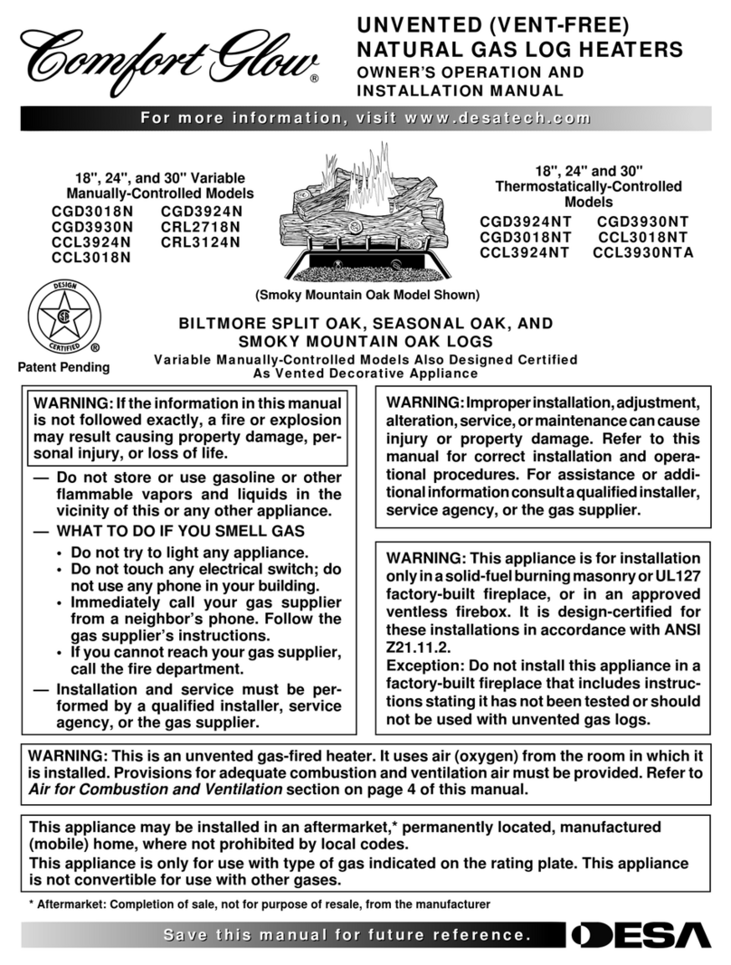 Comfort Glow CCL3018N OWNER'S OPERATION AND INSTALLATION MANUAL