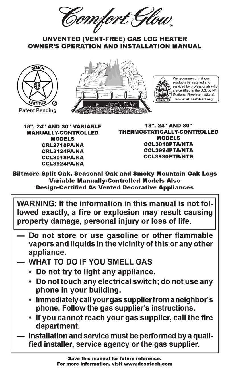 Comfort Glow CCL3018PA/NA OWNER'S OPERATION AND INSTALLATION MANUAL