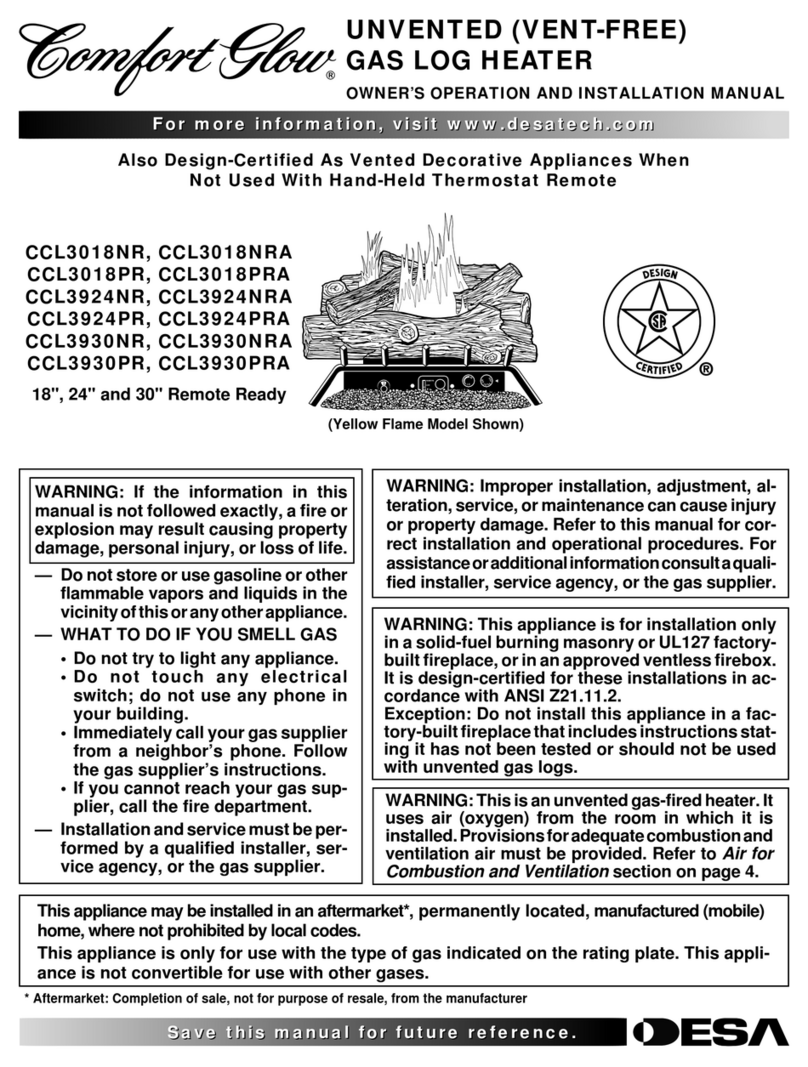 Comfort Glow CCL3018NR OWNER'S OPERATION AND INSTALLATION MANUAL