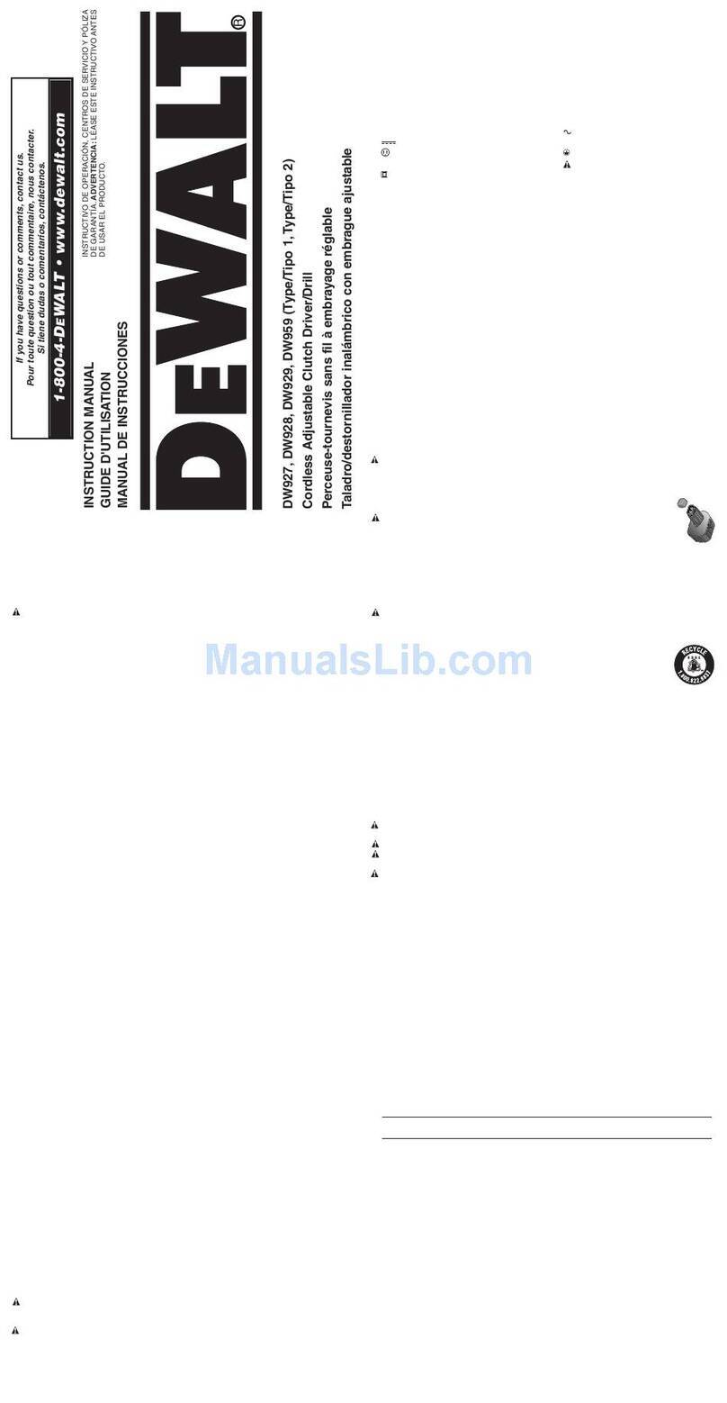 DeWalt DW927 User manual
