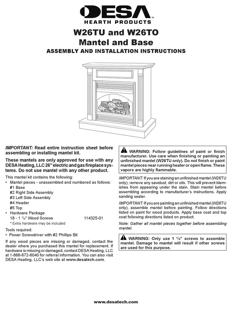 Desa Mantel and Base W26TO Assembly and installation instructions Desa Mantel and Base W26TO Assembly and installation instructions