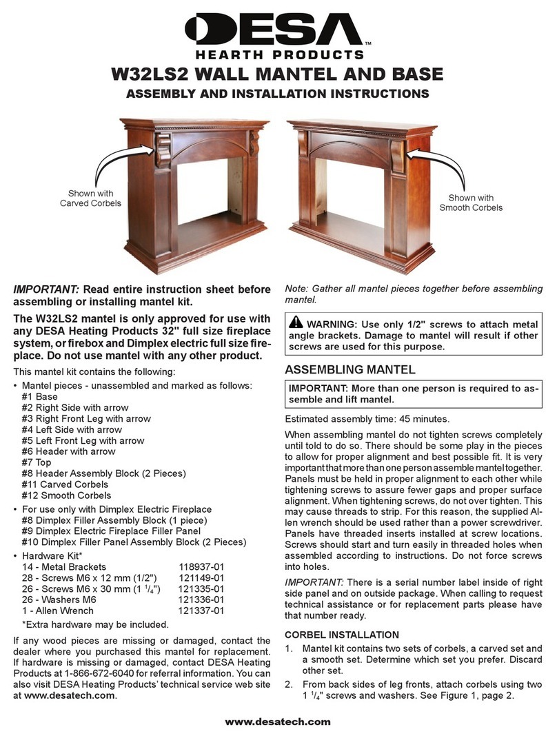 Desa Wall Mantel and Base W32LS2 Assembly and installation instructions Desa Wall Mantel and Base W32LS2 Assembly and installation instructions