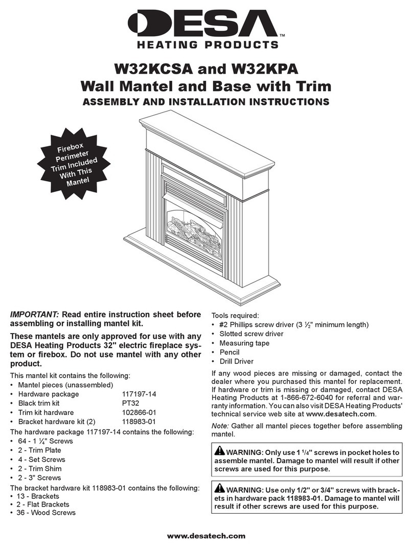 Desa Wall Mantel and Base with Trim W32KCSA Assembly and installation instructions