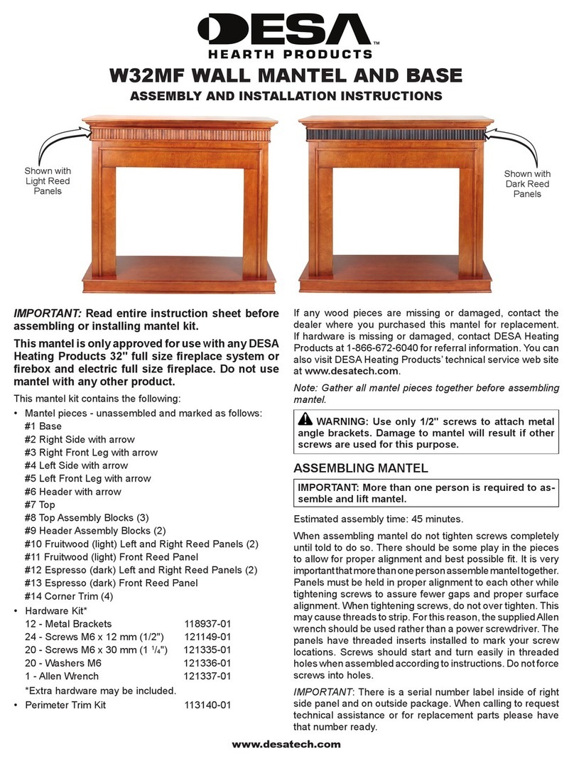 Desa Wall Mantel and Base W32MF Assembly and installation instructions Desa Wall Mantel and Base W32MF Assembly and installation instructions