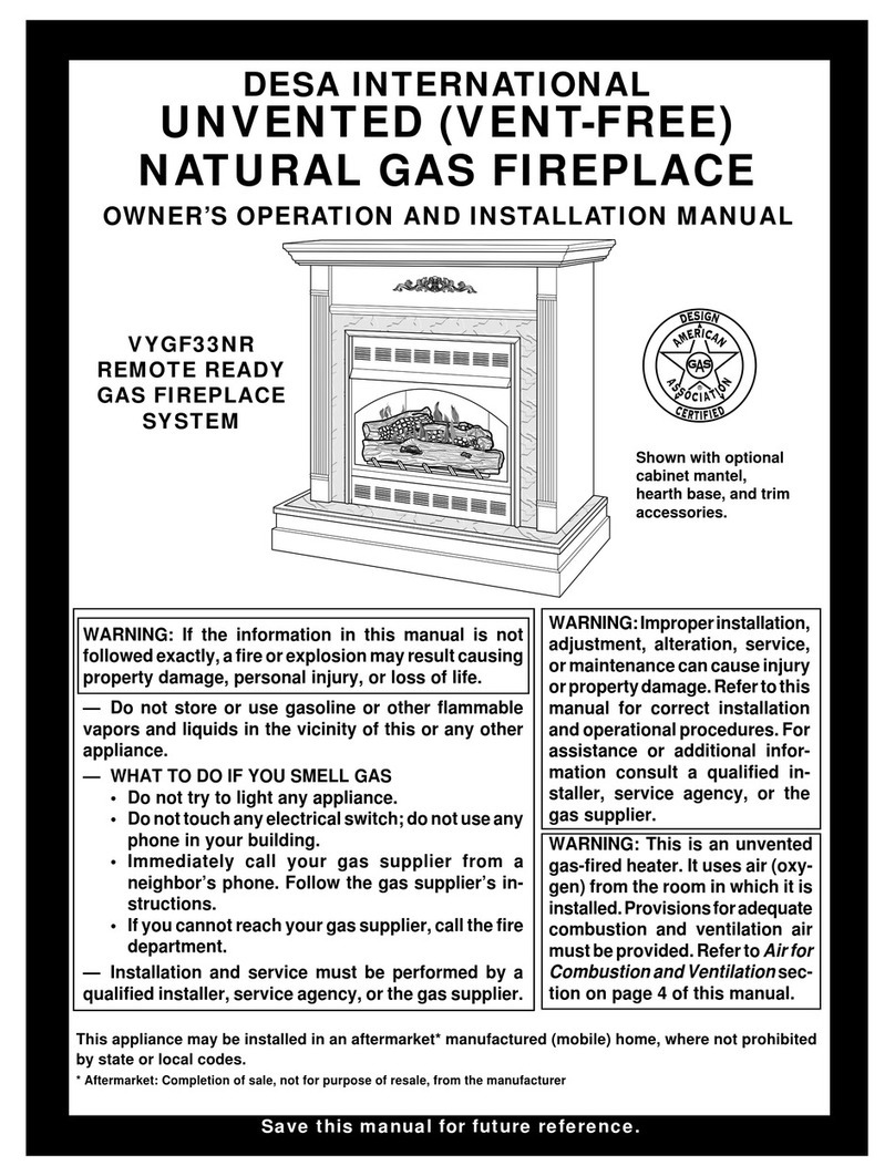 Desa VYGF33NR OWNER'S OPERATION AND INSTALLATION MANUAL Desa VYGF33NR OWNER'S OPERATION AND INSTALLATION MANUAL