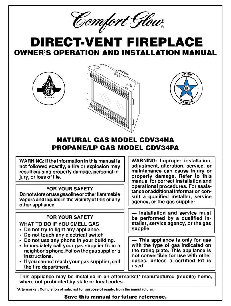 Comfort Glow CDV34NA Quick start guide