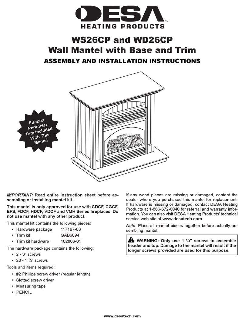 Desa Wall Mantel with Base and Trim WD26CP Instruction manual Desa Wall Mantel with Base and Trim WD26CP Instruction manual