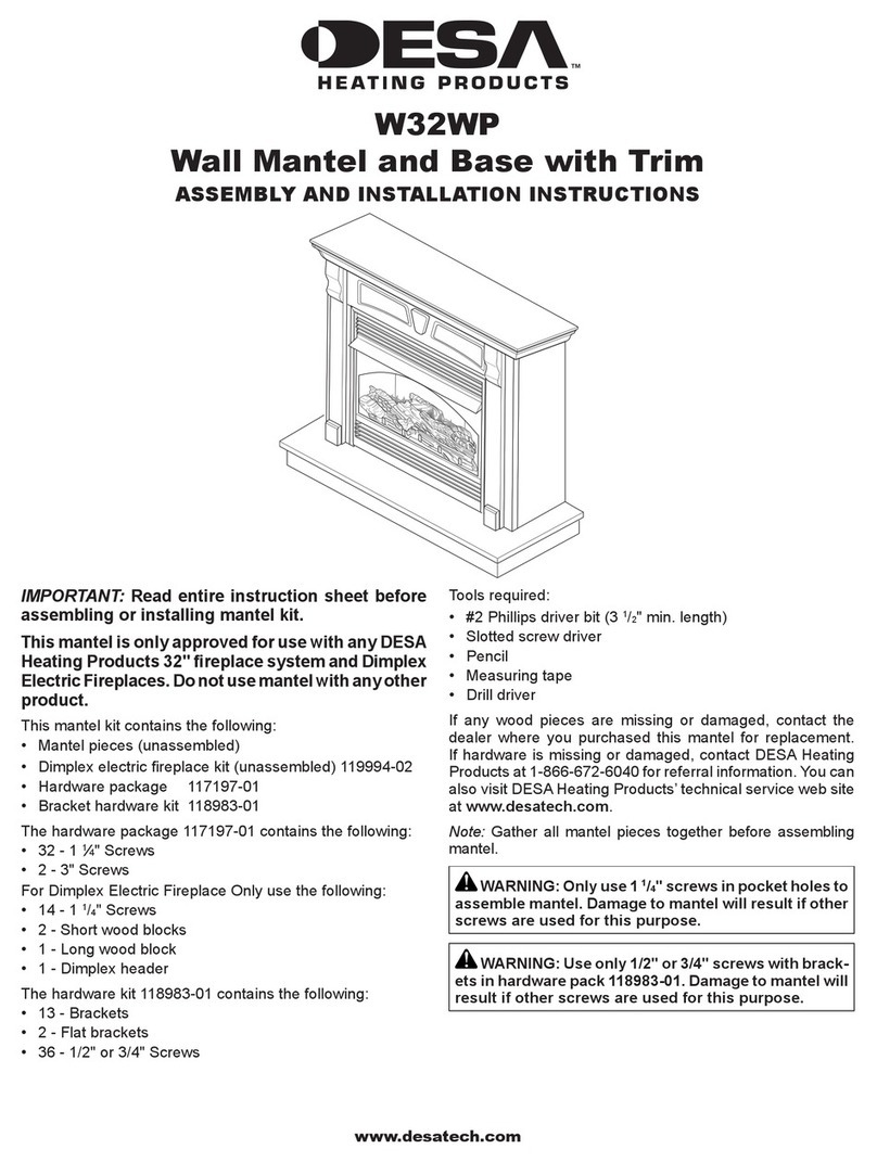 Desa Wall Mantel and Base with Trim W32WP Instruction manual Desa Wall Mantel and Base with Trim W32WP Instruction manual