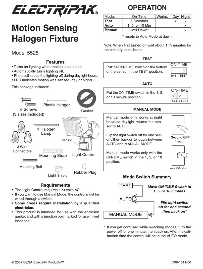 Desa Motion Sensing Halogen Fixture 5525 owner's manual