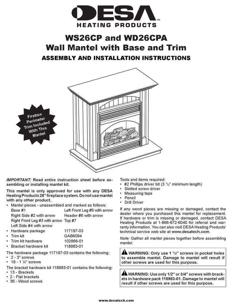 Desa Wall Mantel with Base and Trim WD26CPA Assembly and installation instructions