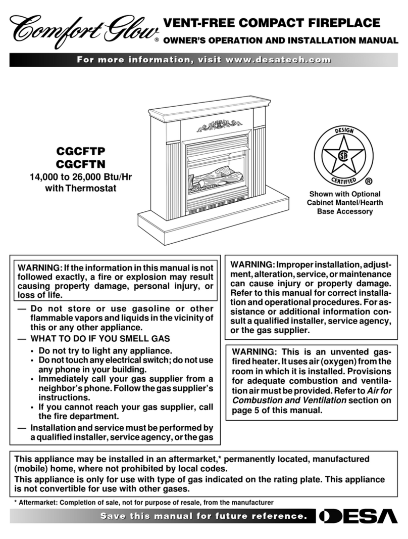 Comfort Glow CGCFTP CGCFTN OWNER'S OPERATION AND INSTALLATION MANUAL Comfort Glow CGCFTP CGCFTN OWNER'S OPERATION AND INSTALLATION MANUAL