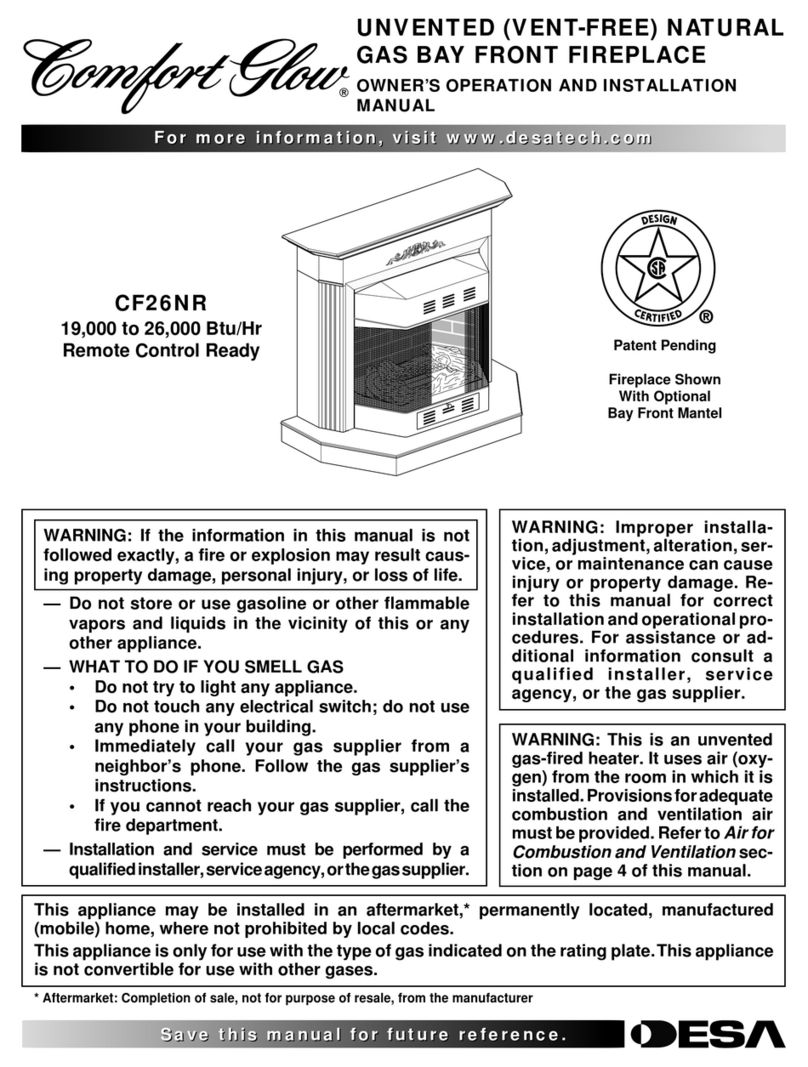 Desa Comfort Glow CF26NR OWNER'S OPERATION AND INSTALLATION MANUAL