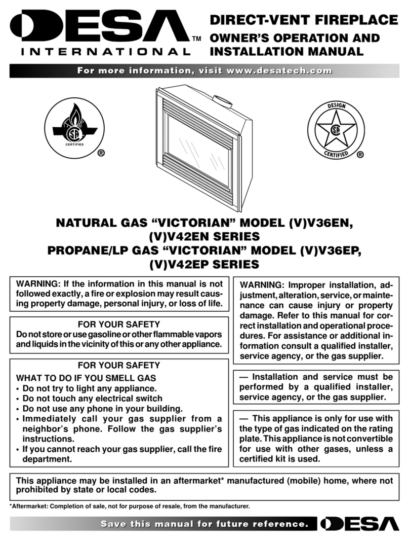 Desa Victorian VV36EN Series OWNER'S OPERATION AND INSTALLATION MANUAL Desa Victorian VV36EN Series OWNER'S OPERATION AND INSTALLATION MANUAL