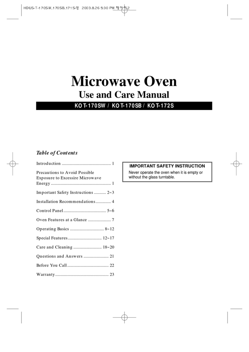 Daewoo KOT-170SB use and care manual