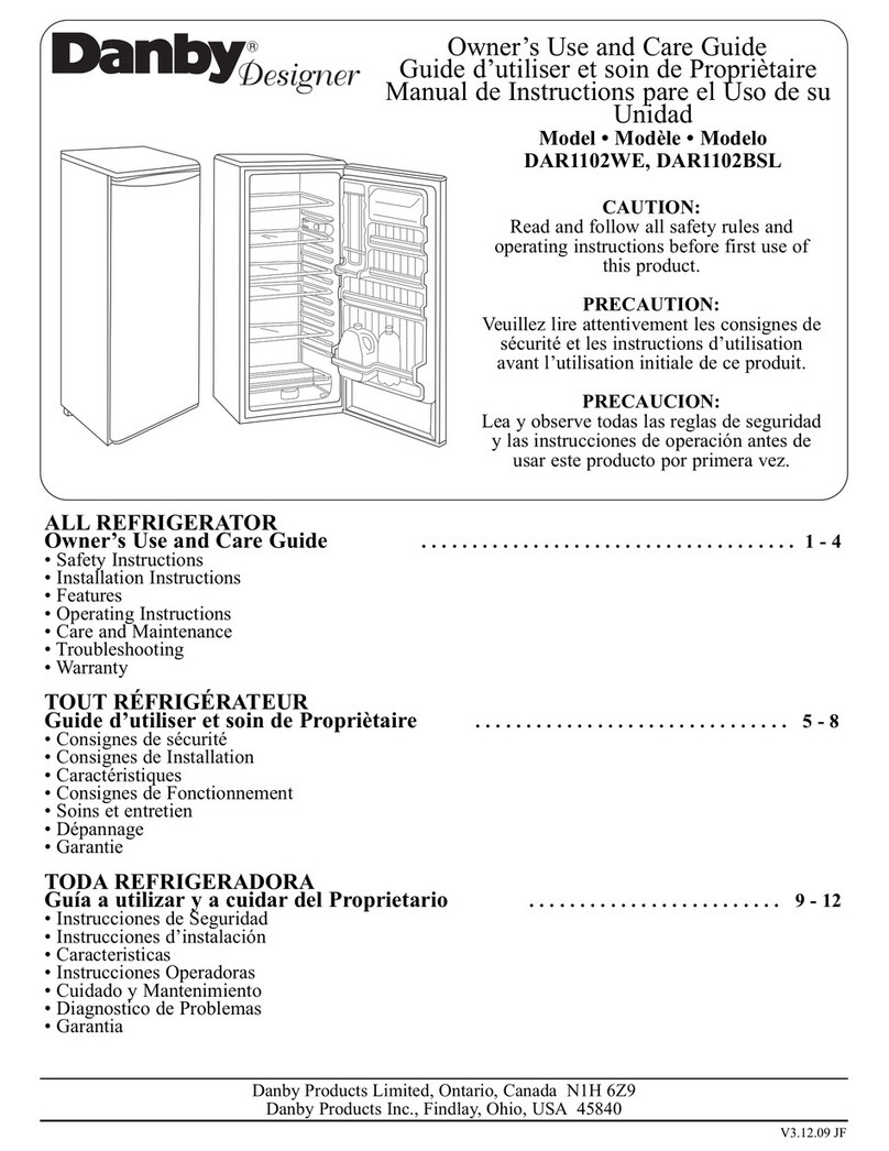 Danby Designer DAR1102BSL Owner's use and care guide