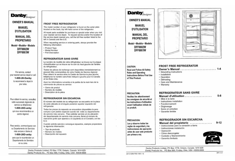 Danby Designer DFF8802W owner's manual