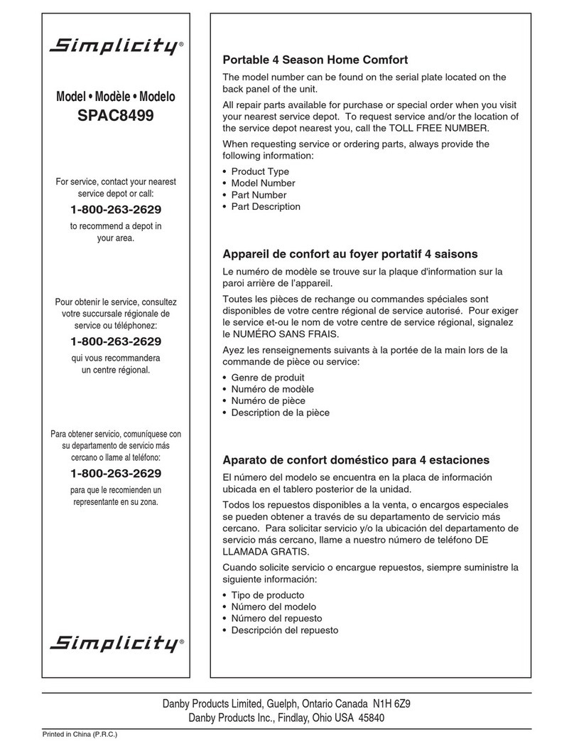 Danby Simplicity SPAC8499 User manual