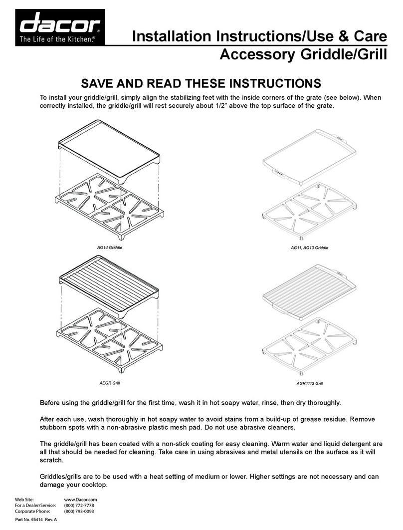 Dacor AEGR Grill Installation and use instructions