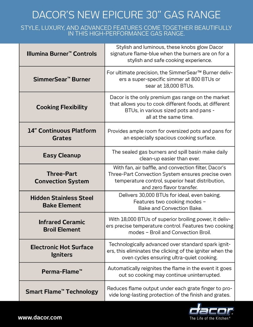 Dacor Epicure ER30GSCH Specification sheet