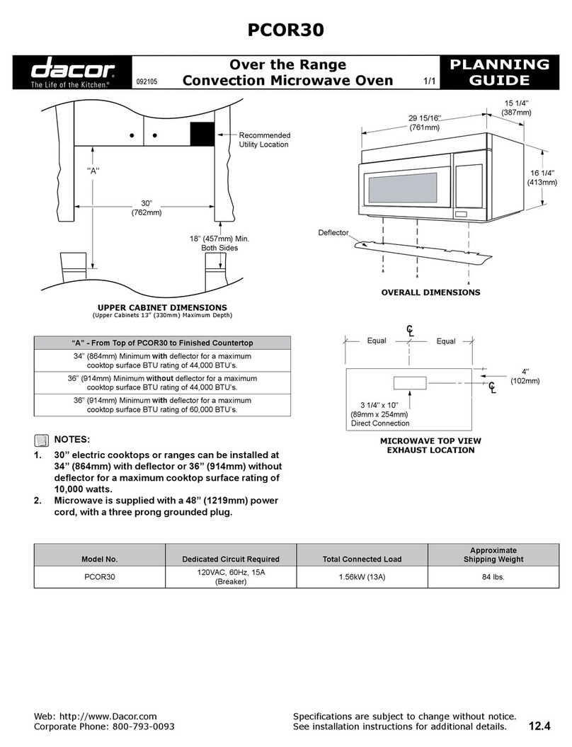Dacor PCOR30 Planning guide
