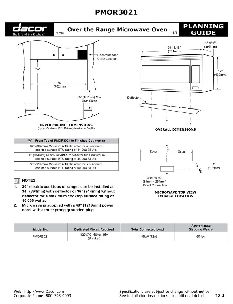 Dacor PMOR0321 Technical manual