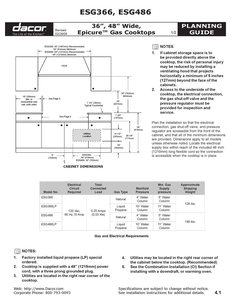Dacor Epicure ESG366 Planning guide