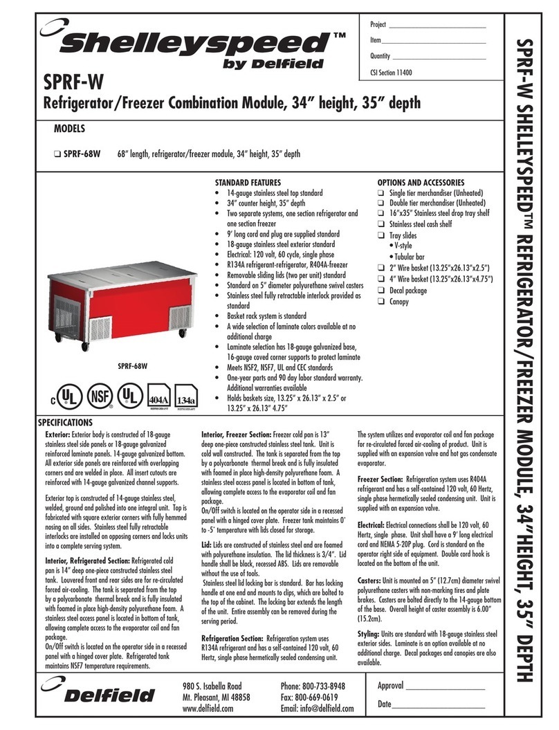 Delfield Shelleyspeed SPRF-68W Specifications