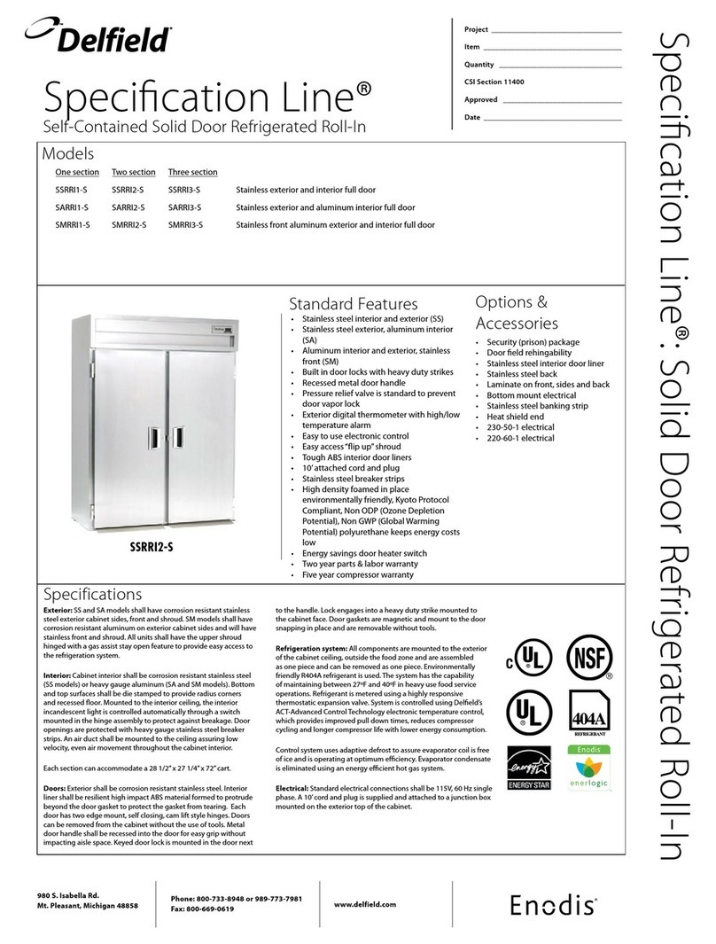 Delfield Self-Contained Solid Door Refrigerated Roll-In... Specifications Delfield Self-Contained Solid Door Refrigerated Roll-In... Specifications