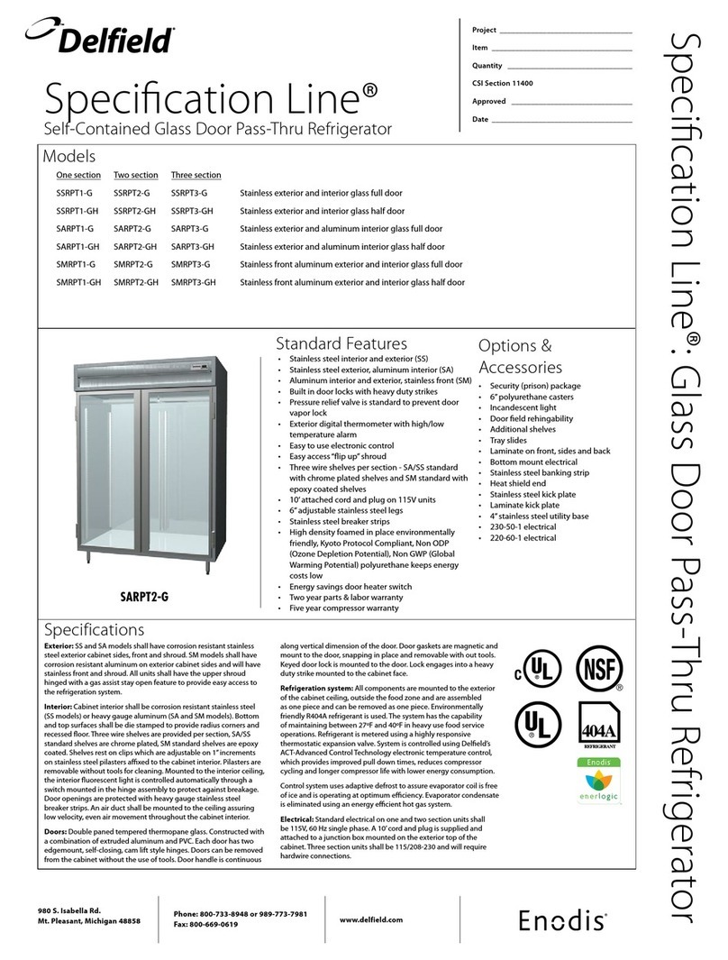 Delfield Specification Line SSRPT1-G User manual