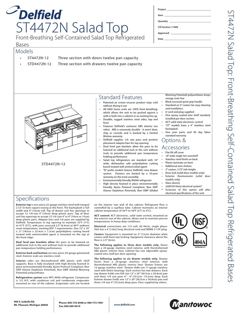 Delfield Salad Top ST4472N-12 User manual Delfield Salad Top ST4472N-12 User manual